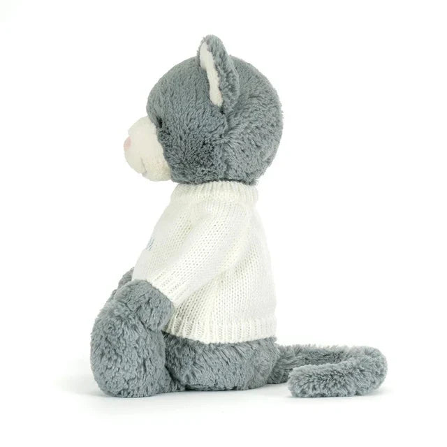 Bashful Kitten with Personalised Cream Jumper