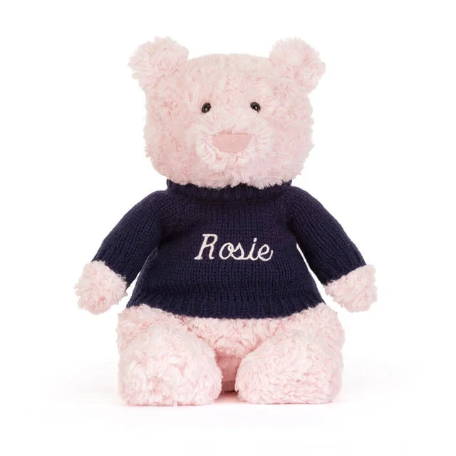 Leola Bear with Personalised Navy Jumper