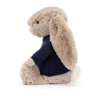 Bashful Beige Bunny with Personalized Navy Jumper
