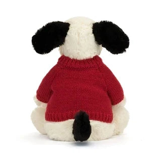 Bashful Rufferty Black & Cream Puppy with Personalized Red Jumper