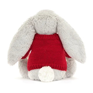 Bashful Silver Bunny with Personalized Red Jumper