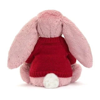 Bashful Tulip Pink Bunny with Personalized Red Jumper
