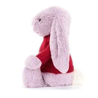 Bashful Lilac Bunny with Personalized Red Jumper