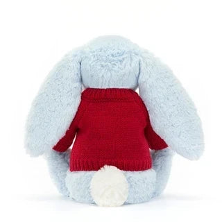 Bashful Blue Bunny with Personalized Red Jumper
