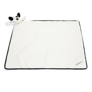 Personalized Bashful Black & Cream Puppy Blankie